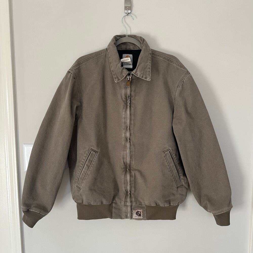 Vintage Carhartt Canvas Jacket Mesh Lined Chore Coat J102 DES Sandstone Size Med